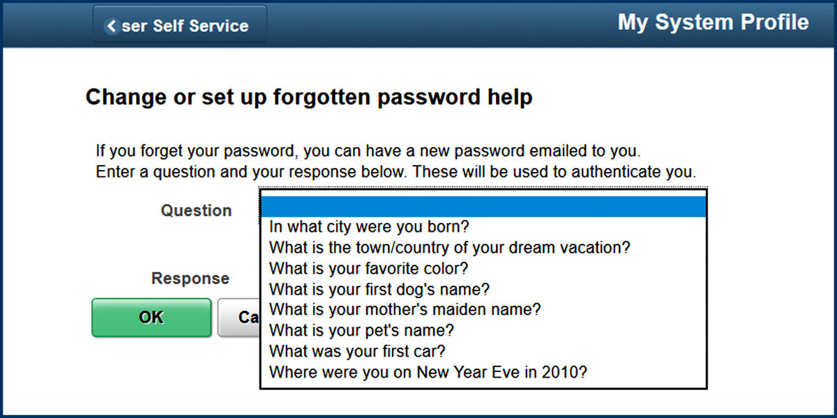 BFS eBill Forgot Password menu open screenshot