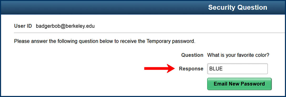BFS eBill Forgot Password question response screenshot