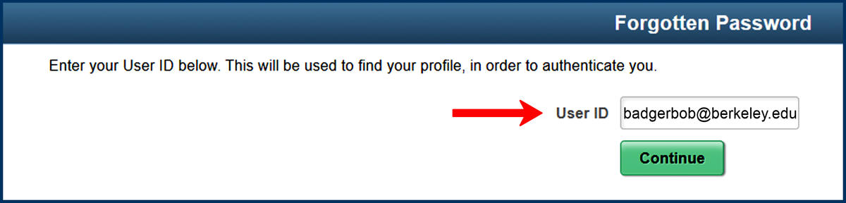 BFS eBill Forgot Password user ID email screenshot