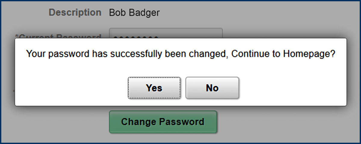 BFS eBill Password changed screenshot
