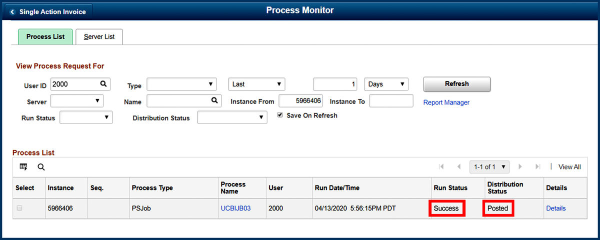 BFS Express Billing Process Monitor screenshot