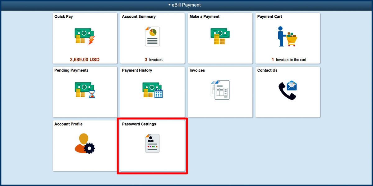 BFS home page password settings screenshot
