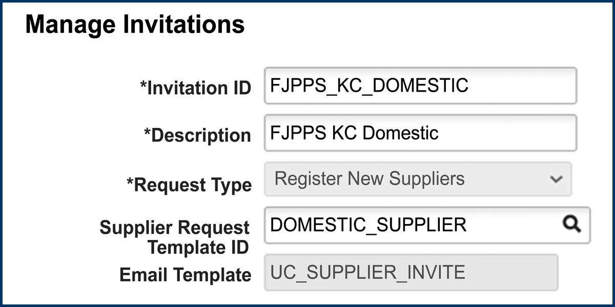 Manage Invitations page Send Invitation info Screenshot of the Manage Invitations page and Send Invitation input fields