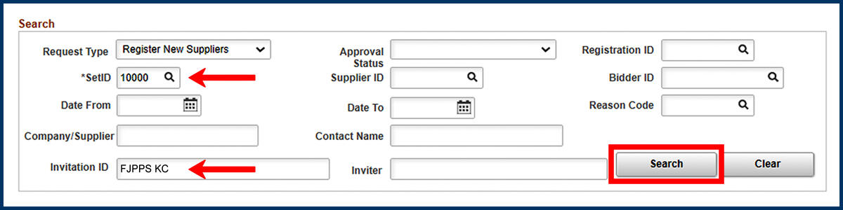 Screenshot of the View History page and Search input fields